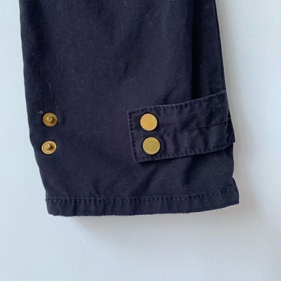 TORY BURCH SLIM CARGO COTTON NAVY STRETCH PANTS - Picture 6 of 8
